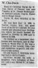 Obituary of Wilbur Cleo Davis (b. 1899)